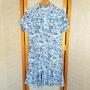 IBKUL Golf Athleisure Dress Godet Style in Kinsley Blue Size Small IceFil SPF